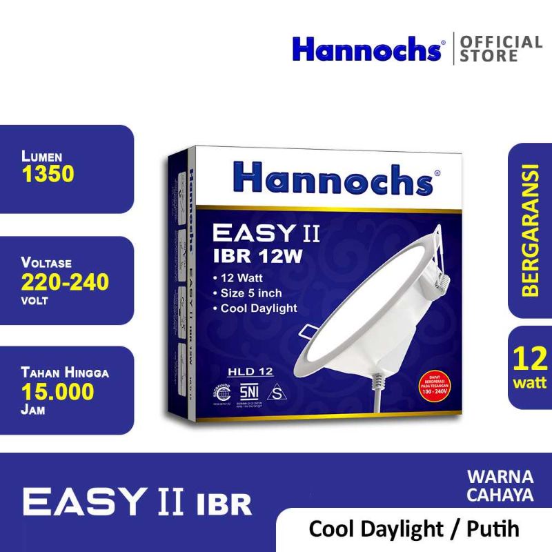 Hannochs Downlight LED EASY II 3w/5w/7w/9w/12w/15w IBR Cahaya Putih