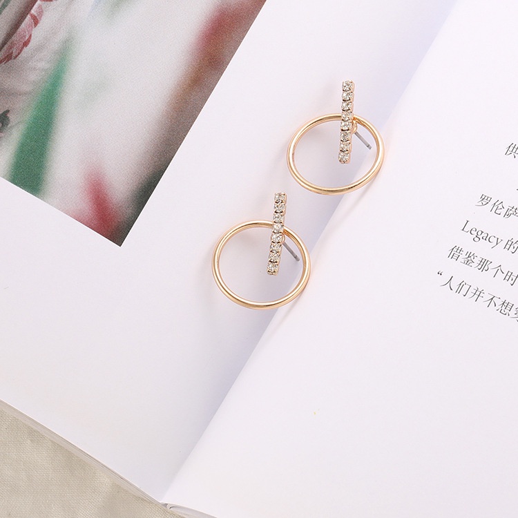 Kreatif geometris anting-anting batang lurus tiga dimensi bulat anting-anting line SHANZUAN desain m