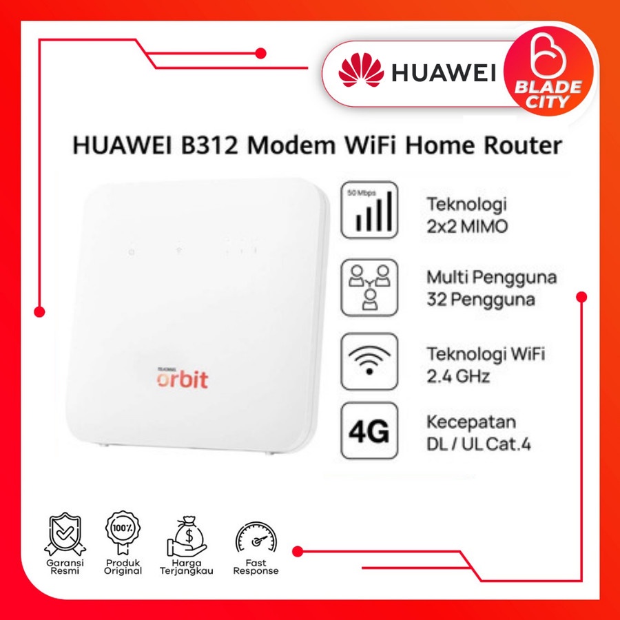 Modem Wifi Home Router 4G Huawei B312 Telkomsel Orbit Star 2 Free 50GB