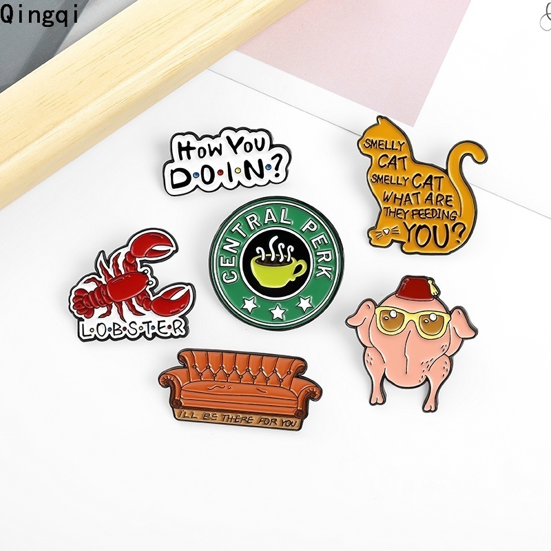 Bros Pin Enamel Desain Kucing Lobster Bau Teh Dan Supper Untuk Hadiah