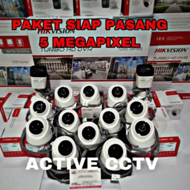 5 MP PAKET KAMERA CCTV HIKVISION 14 CAMERA 5MP FULL HD 16 CH CHANNEL TURBO HD KOMPLIT LENGKAP