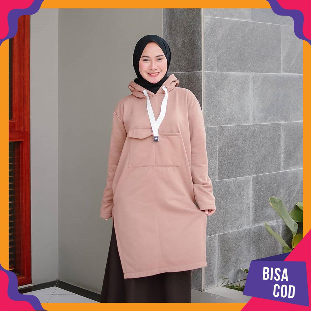 Sweater wanita sweater hoodie wanita Hawa Long sweater polos sweater cewek