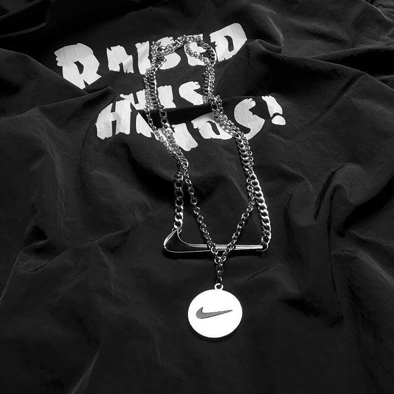 Kalung Rantai Liontin Nike Bahan titanium steel Gaya hip hop Korea Untuk Pelajar