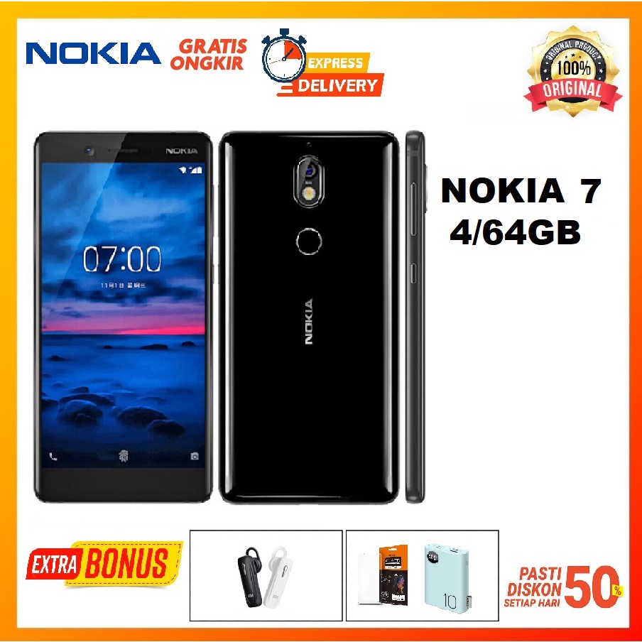 NEW ORIGINAL NOKIA 7 4/64GB GARANSI RESMI NOKIA GRATIS ONGKIR FREE HEADSET BLUETOOTH