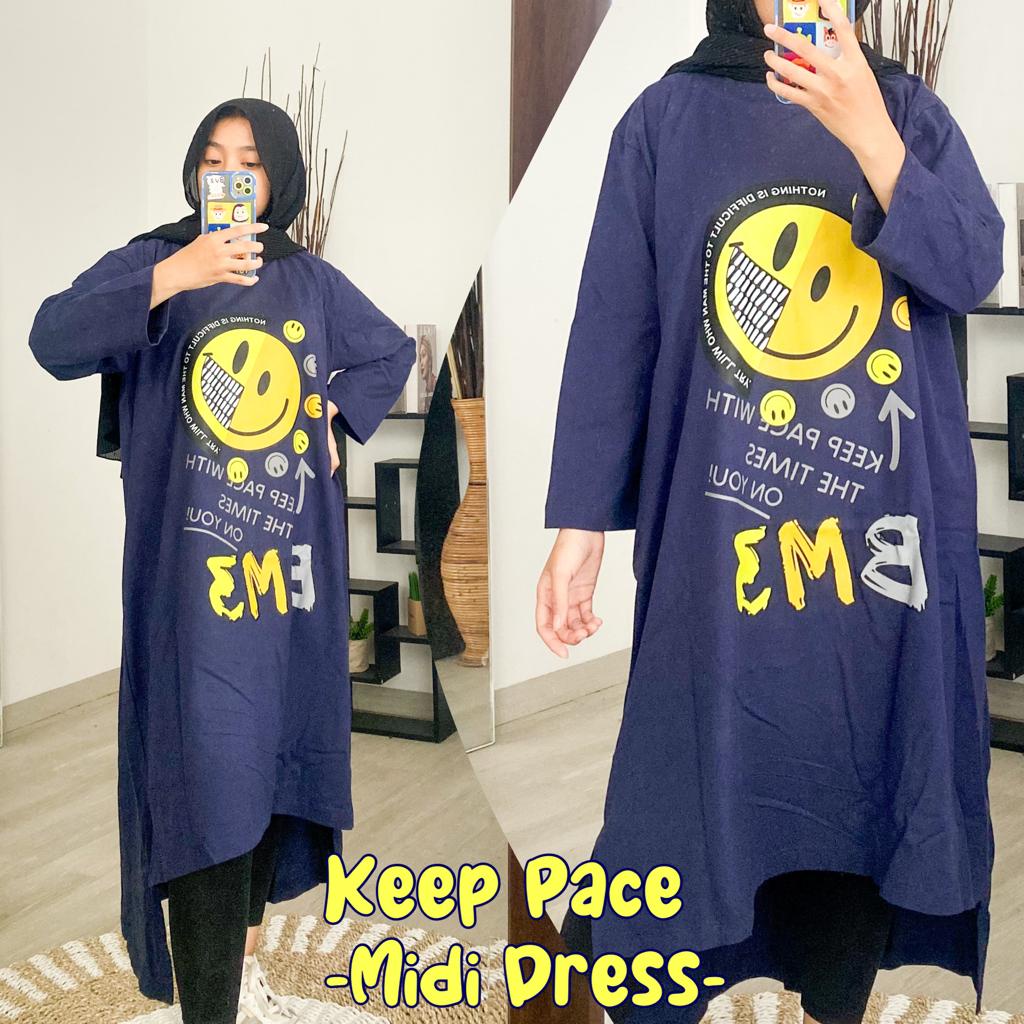 KEEP PACE MIDI DRESS / KAOS MIDI DRESS / ATASAN KAOS / KAOS MIDI DRESS WANITA