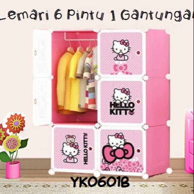 LEMARI SUSUN 6 KOTAK / LEMARI KABINET 6 KOTAK / RAK KABINET 6 SUSUN / LEMARI DORAEMON HELLO KITTY