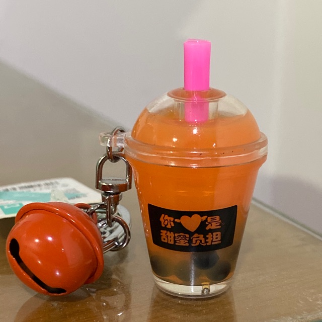 Miniatur gantungan kunci boba bubble minuman gelas key chain