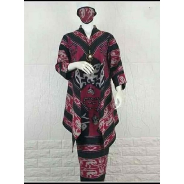 setelan baju adat tenun motif asmat original