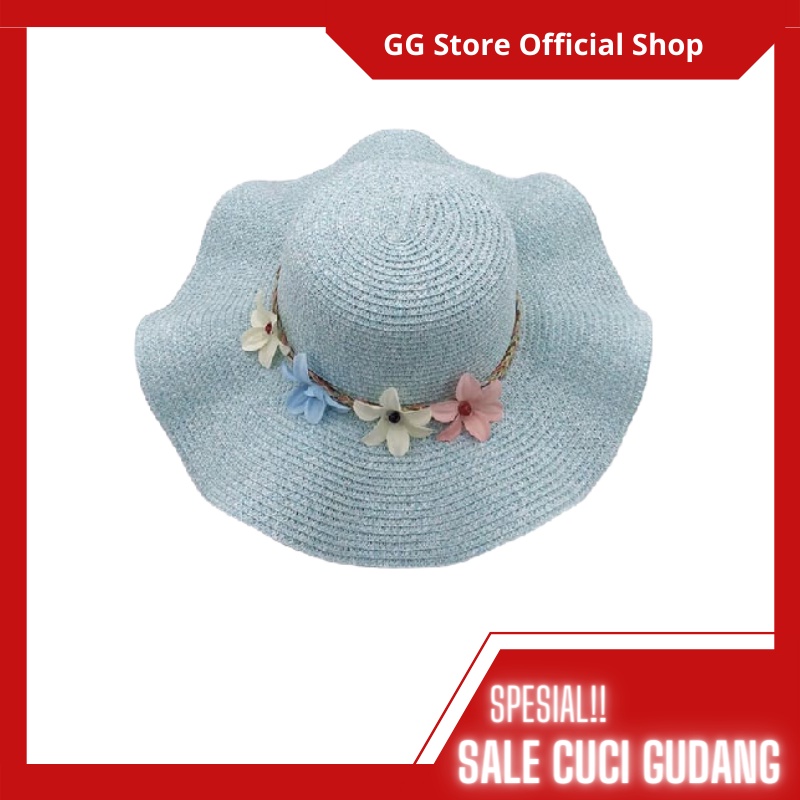 TP088 NANA SUN HAT TOPI PANTAI LEBAR ANYAM WANITA