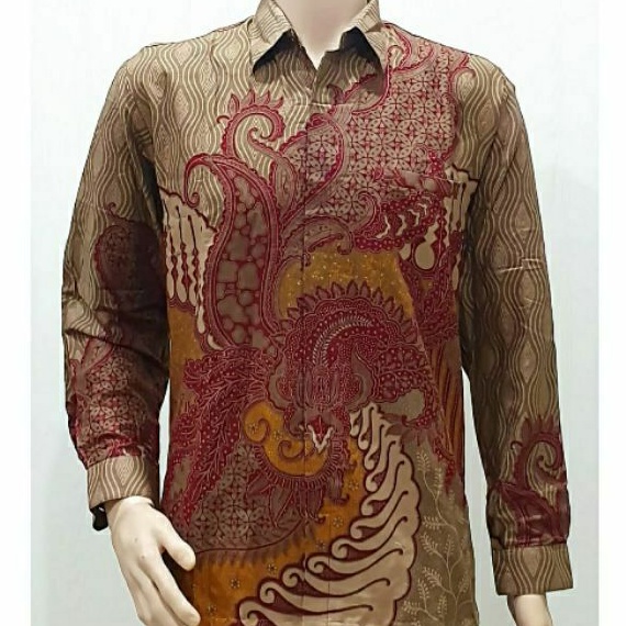 Hem Kemeja Pria Batik Jumbo 4L-5L Lengan Panjang Atasan Baju Batik Pria Big Size Ukuran Besar ALS