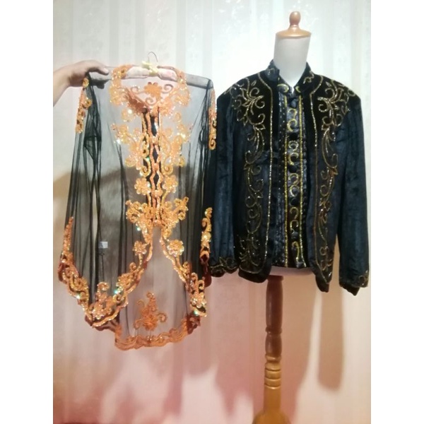 Preloved PL Set Baju Pengantin Jawa Kebaya Hitam Beskap Beludru