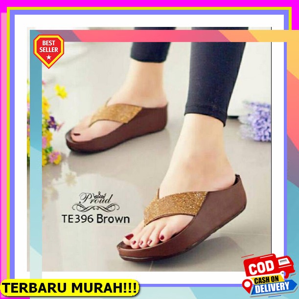 Sandal Wanita Wedges Premium Murah Kekinian Style Trendy Wejes Cewek Perempuan Karet Korea Branded O