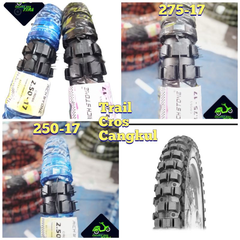 Sepasang Ban motor bebek cross  250-17 & 275-17 ban ring 17 trail ban cros ban cangkul richstone ban