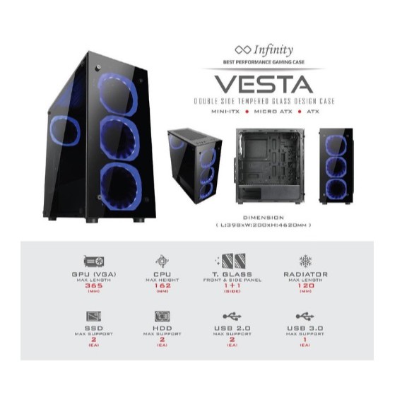 CASING INFINITY VESTA INCLUDE 3 FAN