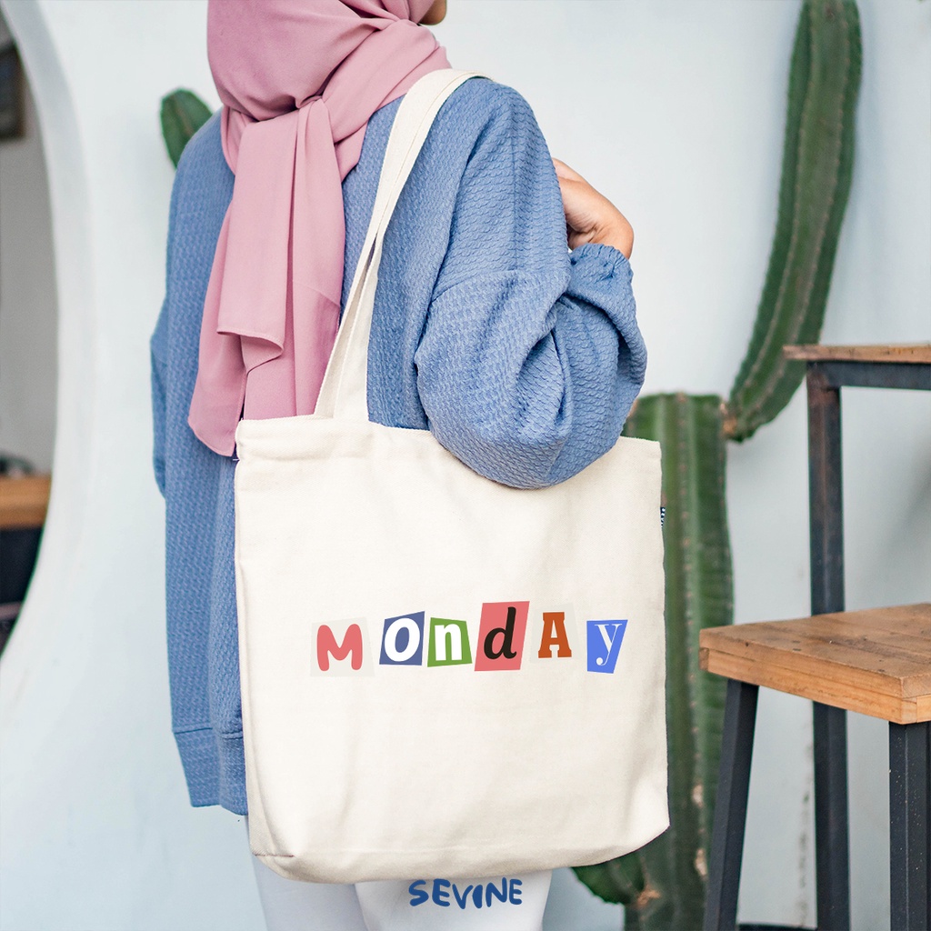 Sevine Tote Bag Kanvas Emily Resleting Kantong Tas Wanita Kuliah Sekolah Fashion Laptop Totebag Kerja Quotes Hari Pastel Vintage Aesthetic - VE