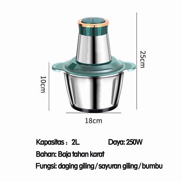 （COD）Penggiling Daging Serbaguna/Sepenuhnya otomatis Meat Grinder chopper 2L blender Chopperdaging