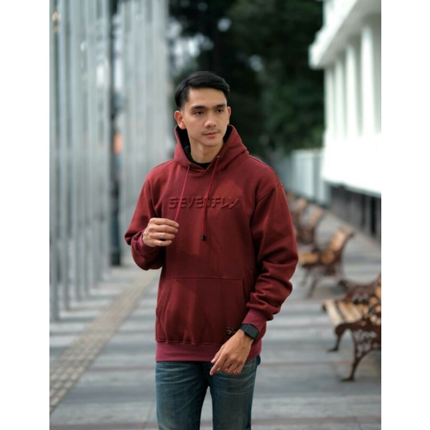 Sweater Hoodie Sevenfly Sweater Pria Sweater Embos