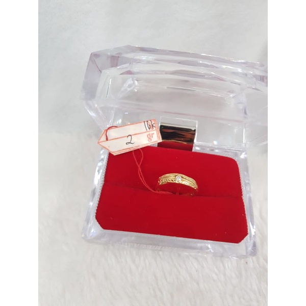 CP2103F180F cincin emas kawin model persegi tunangan married permata garis garis emas kuning asli be