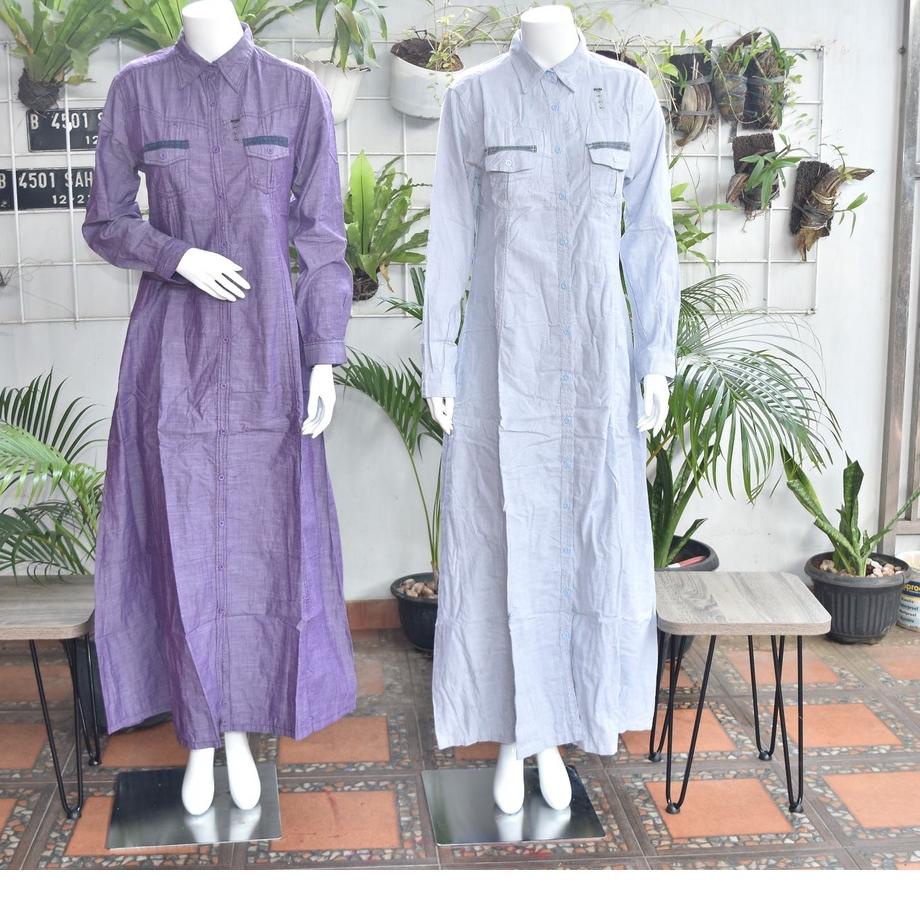 Menarik.. Gamis polos / jsa / full kancing  / Dewasa Remaja Kekinian / Viral / bahan katun / fashion