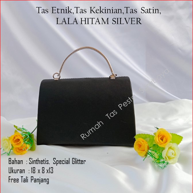 Tas Etnik,Tas Kekinian,Tas Satin,LALA HITAM SILVER