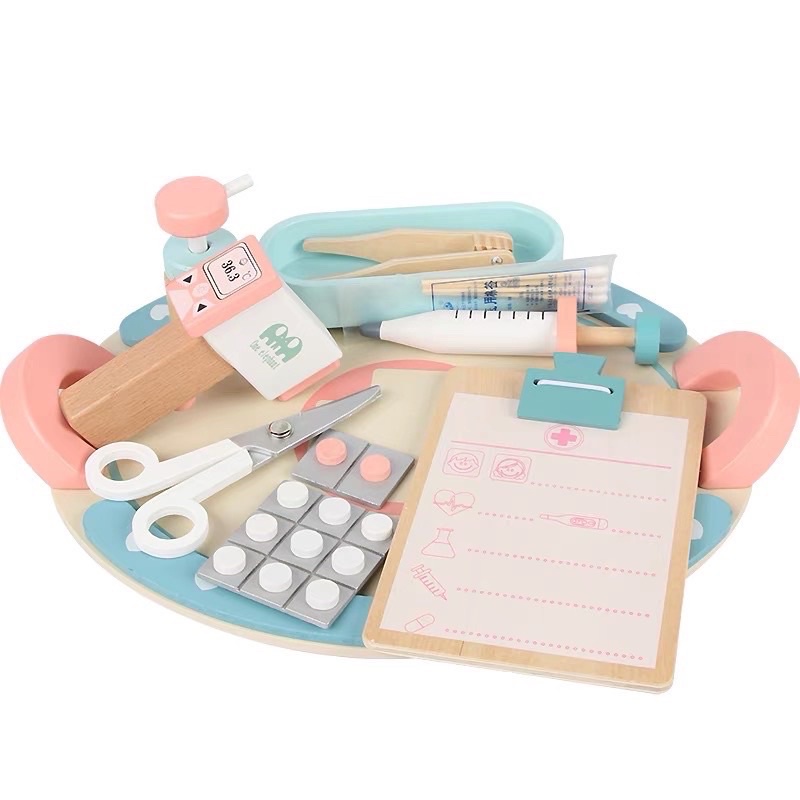 wooden nurse kits pretend plays mainan peran suster anak