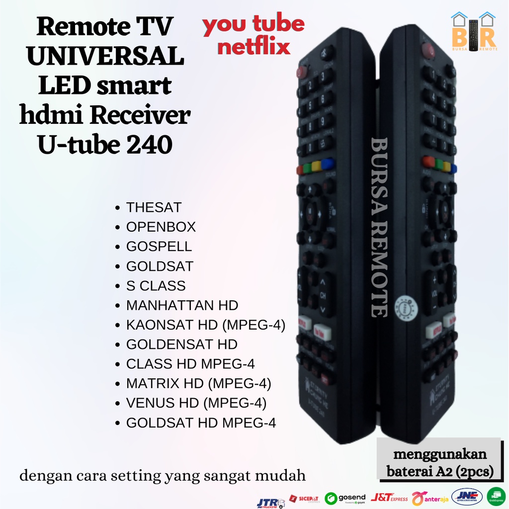 Remote TV Universal LCD LED SMART Android youtube netflix Receiver U-TUBE 240 (polyvision philips advance bazooke dll)