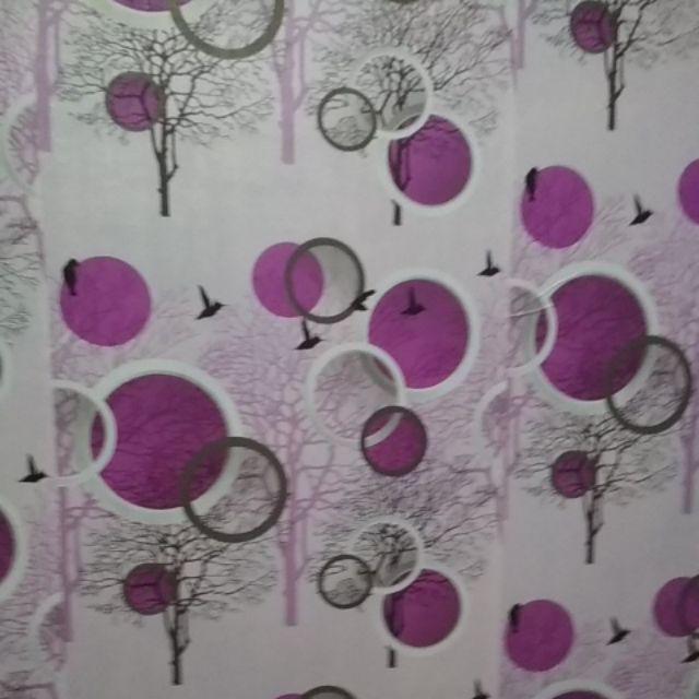 Wallpaper Dinding Motif Polkadot Ranting Ungu