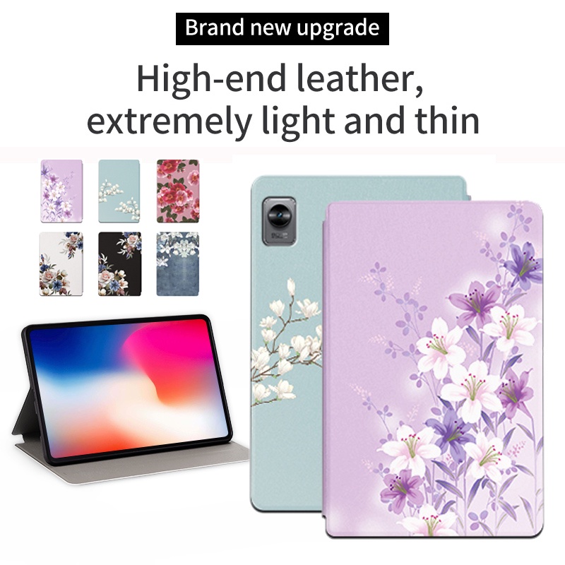 (Ready Stock) Casing Flip Lipat Pu Motif Bunga Mekar Untuk Realme pad mini (2022) 8.7inci RMP2105