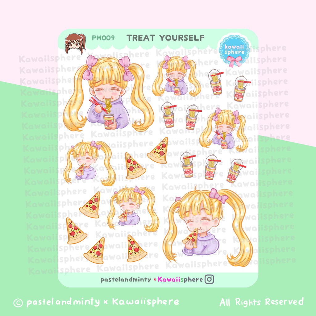 

Treat Yourself | Planner Sticker PM009 pastelandminty |Writable Waterproof