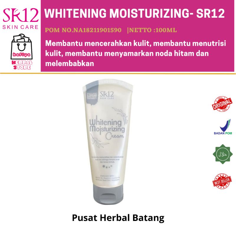 SR12 WHITENING MOISTURIZING CREAM / CREAM PEMUTIH INSTANT KULIT WAJAH &amp; TUBUH / WHITENING CREAM BPOM