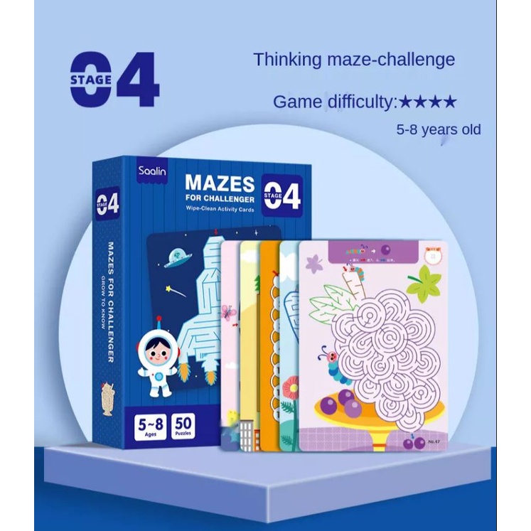 Saalin Maze Wipe Clean Activity Card Mainan Montessori Black Board Papan Tulis Anak Bisa Dihapus