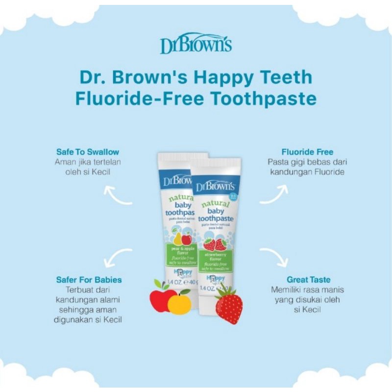 Dr.Brown's Happy Teeth Fluoride Free Toothpaste/Pasta Gigi Bayi/Anak