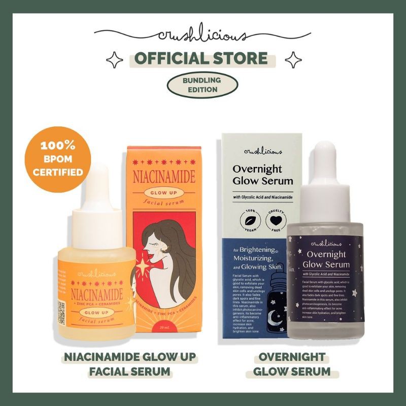 Crushlicious Overnight Glow Serum + Niacinamide Glow Up Facial Serum ( BUNDLING EDITION)