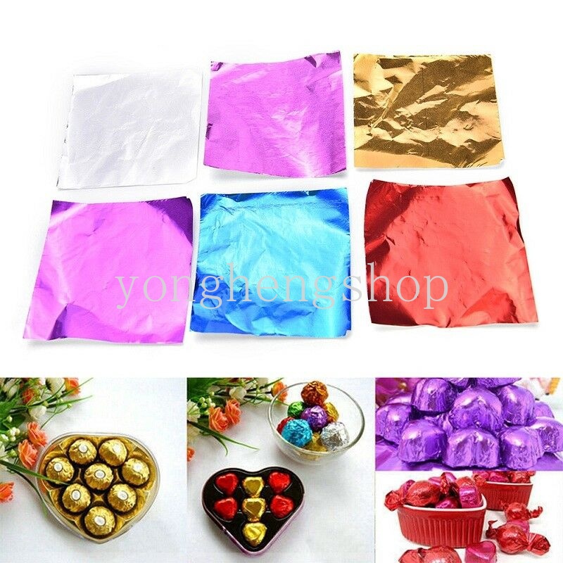 100pcs / set Kertas Foil Pembungkus Permen / Cokelat Untuk Dekorasi Pesta Natal / Festival