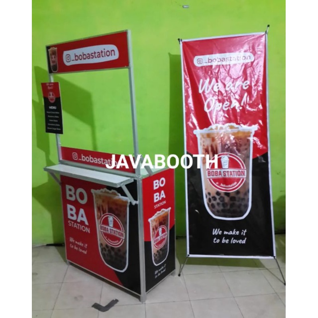 stand booth jualan lipat portable ambalan tatakan depan meja dagang dagangan event desk grobak gerob
