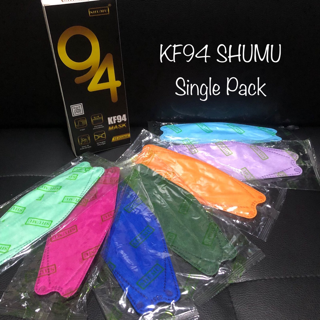 Masker Dewasa KF94 SHUMU Warna HEADLOOP Korean Mask Single Pack HIJAB Kemenkes Isi 10 Pcs