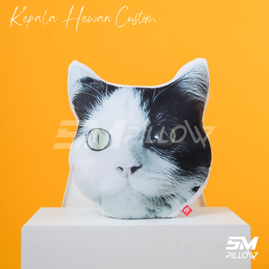 Bantal Foto Custom Kepala Kucing Anjing Size M