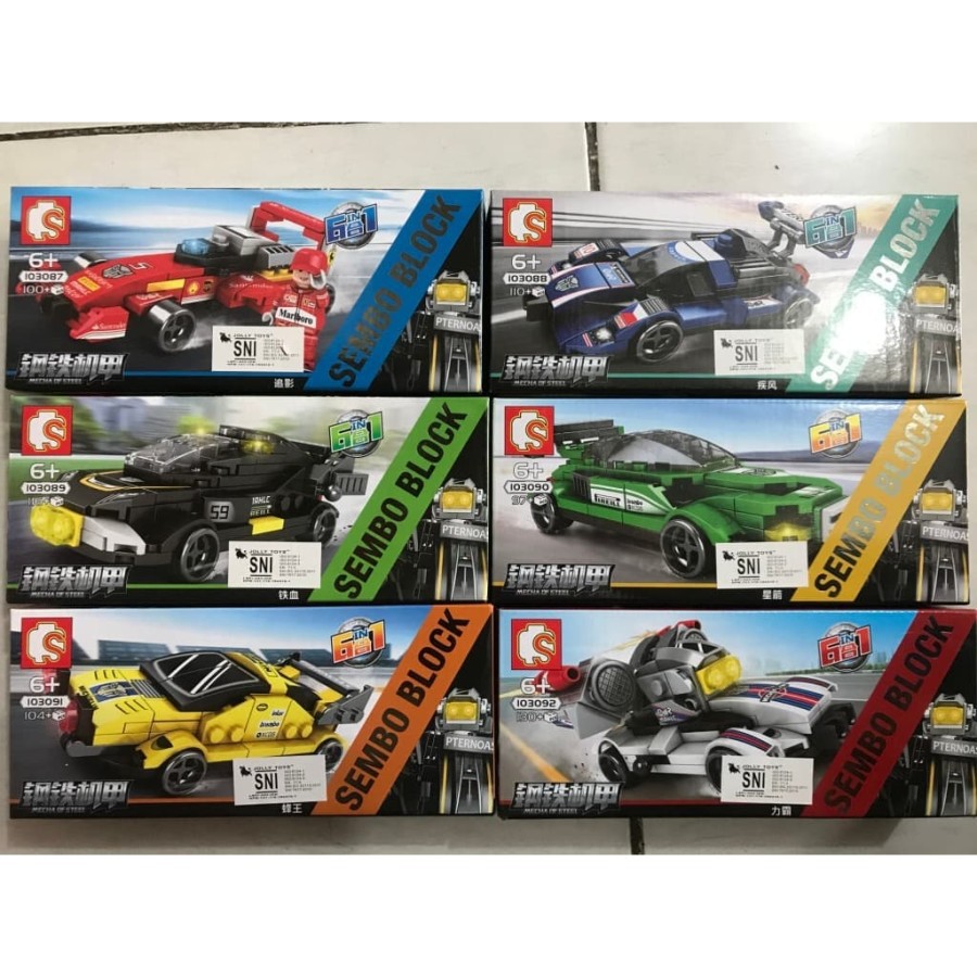 Bricks Block Sembo Mecha of Steel Robot Racing Car 6in1 103087