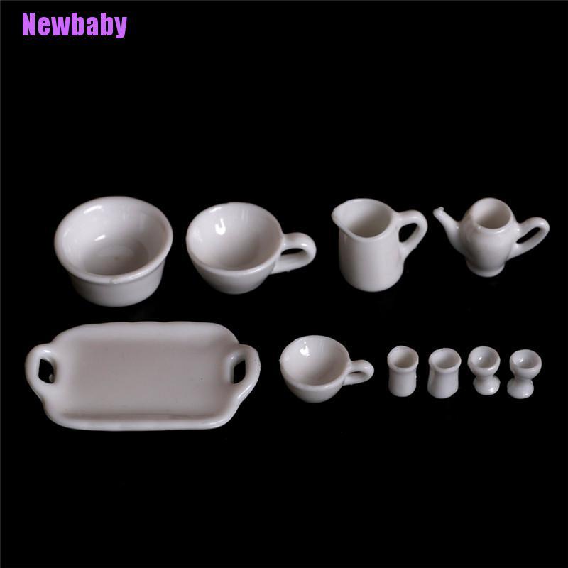 (Newbaby) 10pcs / Set Miniatur Peralatan Minum Teh Untuk Rumah Boneka