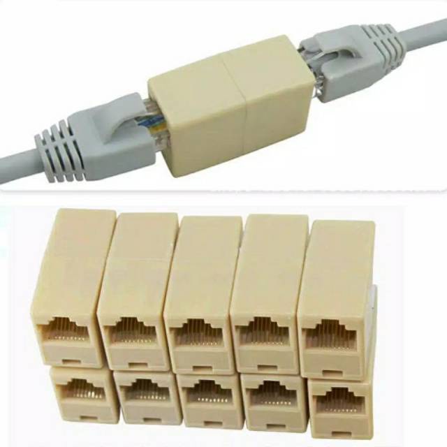 Barel RJ45 Single / Double Konektor Sambungan Kabel Jack UTP LAN Jaringan Network