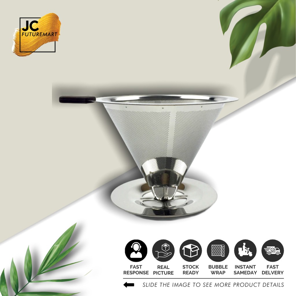 V60 DRIPPER KOPI STAINLESS STEEL | METAL COFFEE DRIPPER PAPERLESS