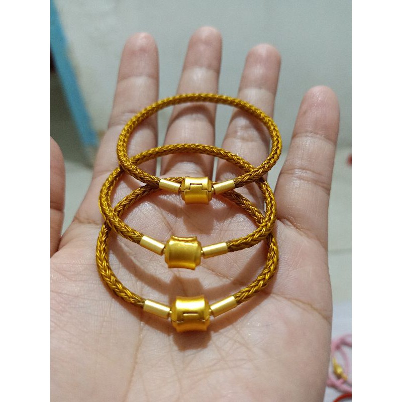 (free stoper) gelang kawat kuncian kuning 3mm (bisa req ukuran)/gelang kawat waterproof