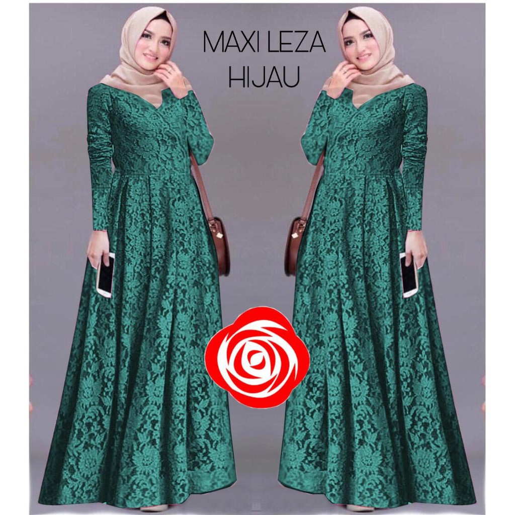 Leza Baju Gamis Busana Muslim Gamis Full  Brukat  Gamis Pesta Brukat Dewasa Fashion Gamis Premium