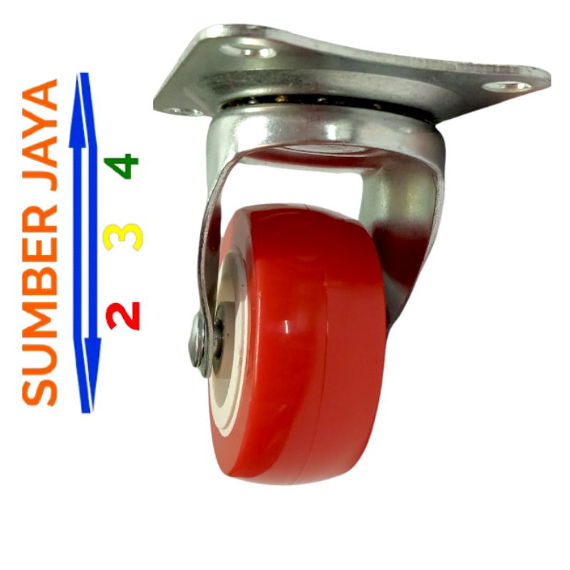 Roda Trolley Merah Hidup 2 inch Termurah Roda Troli Merah Hidup 2 inch