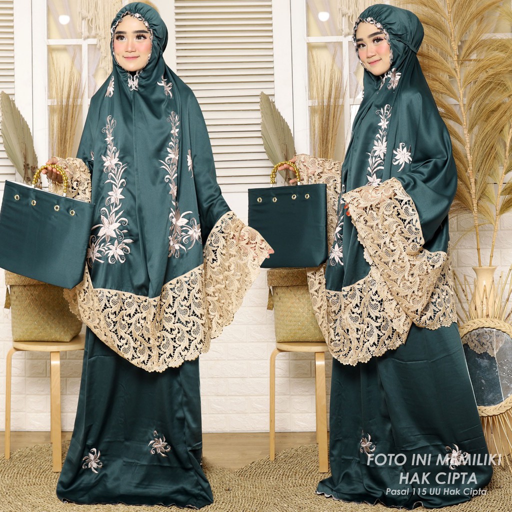 Mukena Musimah wanita Dewasa Elegan Mukena Sutra Terbaru 2022 Mukena Bordir Mewah