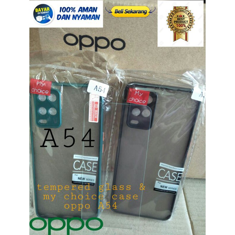 tempered glass &amp; my choice case Oppo A54 pelindung A54 case A54 oppo case