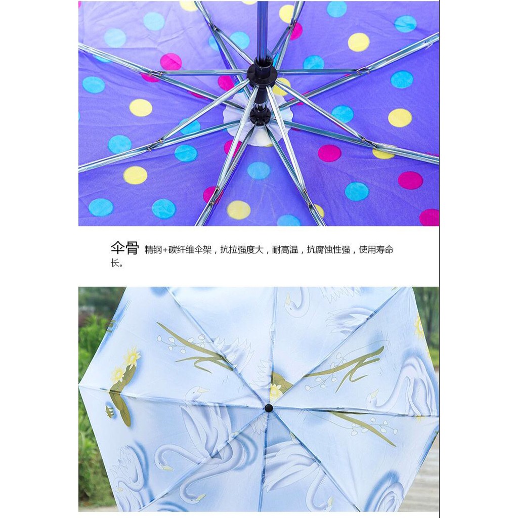 ☛TK☚ R024 Payung Lipat 3 Motif 3D Cantik ANTI UV Hujan Kualitas Bunga Murah Umbrella Anak