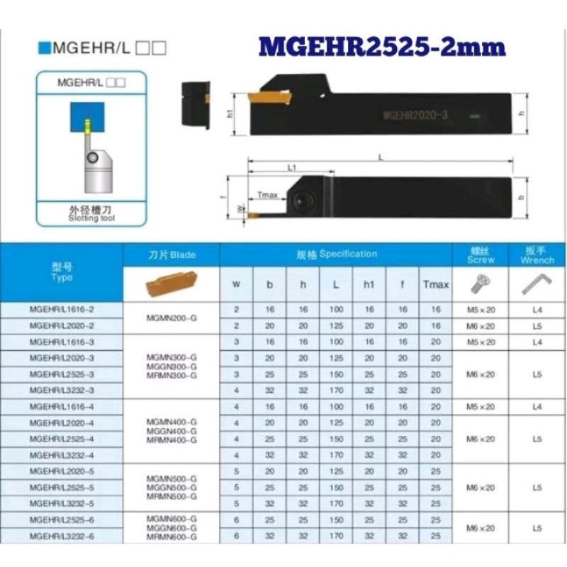

holder potong 25mm MGEHR2525-2mm cocok untuk insert MGMN200 MRMN200