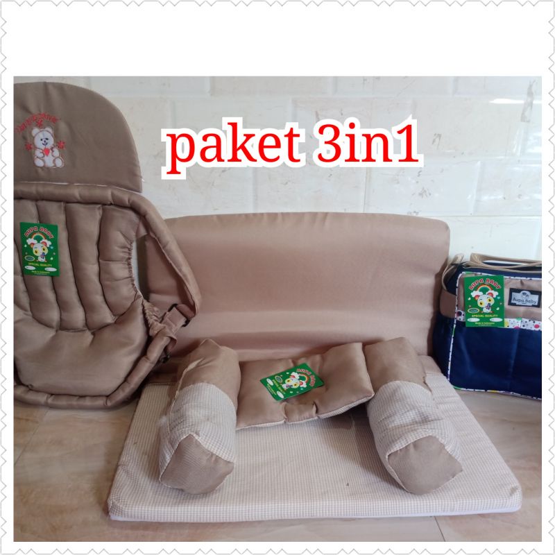 paket 3in1 Tas bayi SP matras dan gendongan depan bordir