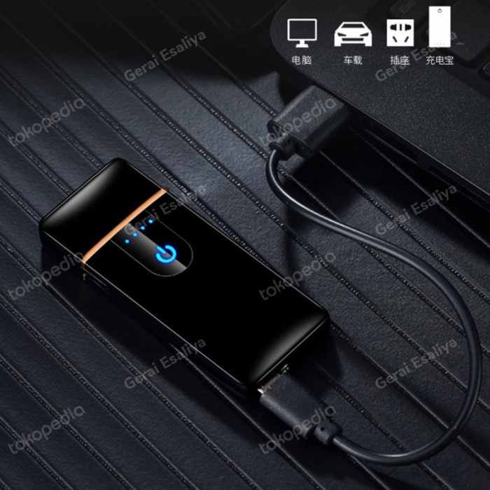Firetric Korek Api Electrik Fingerprint Sensor LED MG-517 BLACK